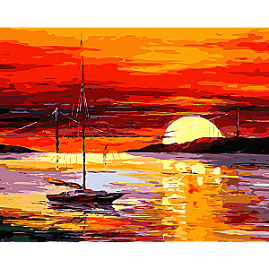 Numuru gleznas 30x40 cm Sarkanā saulrieta, 19 krāsas, 4. līmenis
