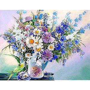 Numuru gleznas 30x40 cm Vasaras pušķis, 20 krāsas, plēsts 4