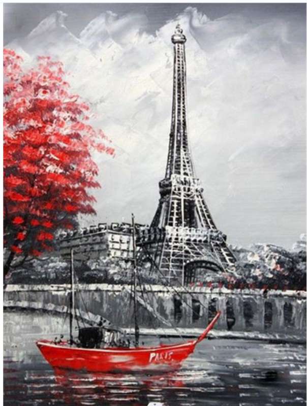  Dimanta mozaīka 30x40 cm Sarkana laiva Parizē , 26 kr., grūtība 4