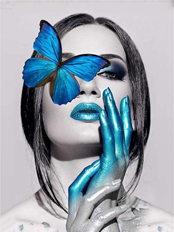 Алмазная мозаика 30х40 см Модель с синей бабочкой, 26 цв., урв. 4