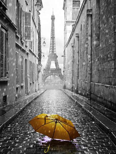  Dimanta mozaīka 30x40 cm Dzeltenais lietussargs Parīzē , 19 kr., grūtība 4
