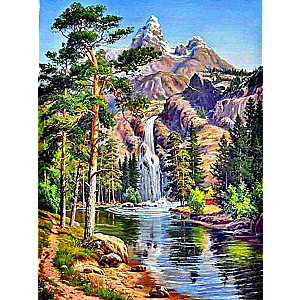 Dimanta mozaīka 30x40 cm Ūdens kritums, 25 krāsas, urv. 4