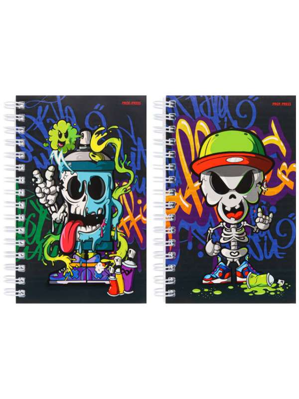 Pierakstu grāmatiņa A6, 120l. SKELETI UN GRAFFITI