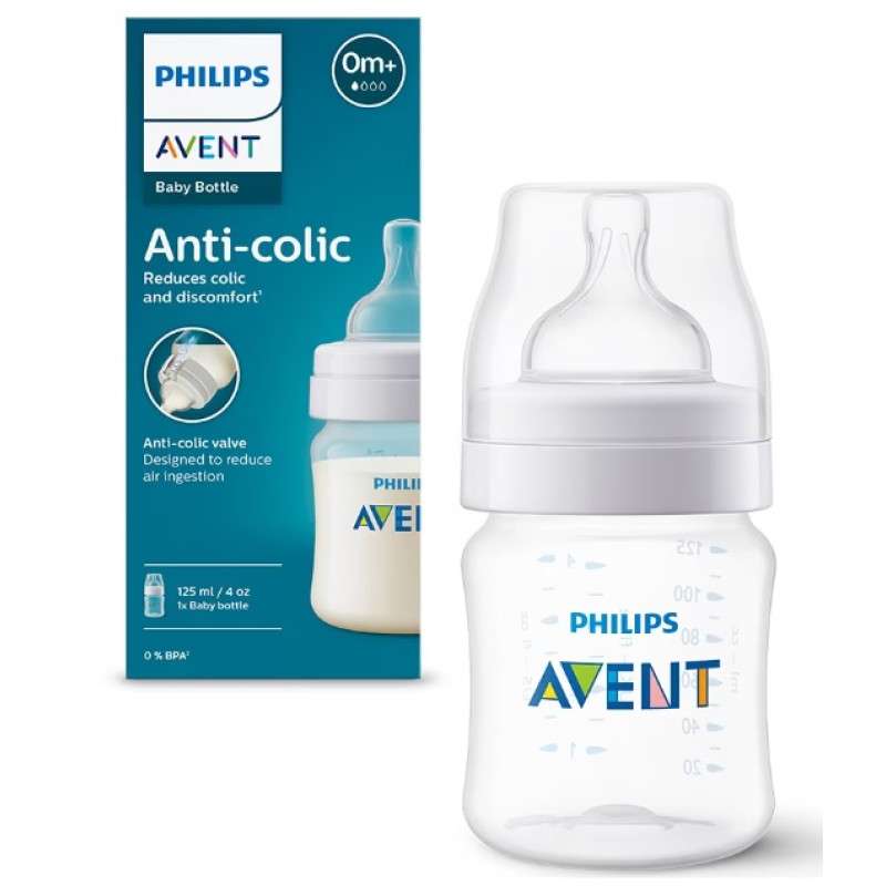 Philips Avent Pretkoliku barošanas pudelīte 125 ml, jaundzimušā knupītis, 0m+