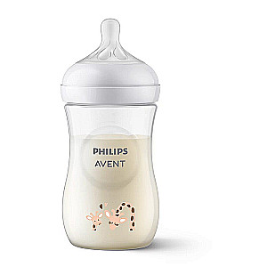 Philips Avent pudele barošanai Natural Response Giraffe 260 ml, knupis ar lēnu plūsmu, 1m+
