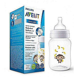 V Philips Avent Pretkoliku pudelīte 260 ml, 1M+ Monkey
