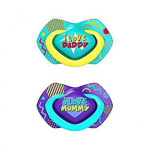 CANPOL BABIES Silikona lateksa knupis, simetrisks NEON LOVE, 18m+, 2 gab.