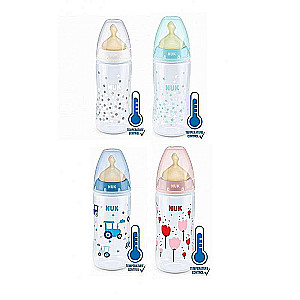 NUK Firs Choice PP pudele ar temperatūras kontroles indikatoru 300ml ar lateksa knupīti 0-6m
