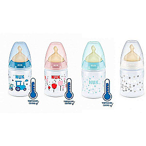NUK Firs Choice PP pudele ar temperatūras indikatoru 150ml ar lateksa knupīti 0-6m