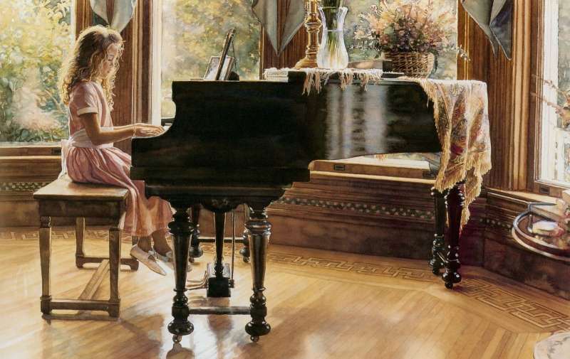 Glezna pēc numuriem 30x40 cm Meitene pie klavierēm