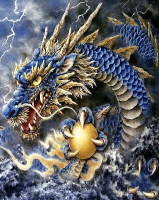 Картины по номерам 30х40 см Синий дракон