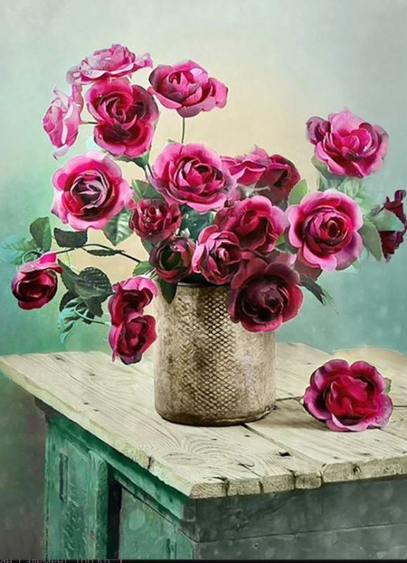 Картины по номерам 30х40 см Розы в вазе