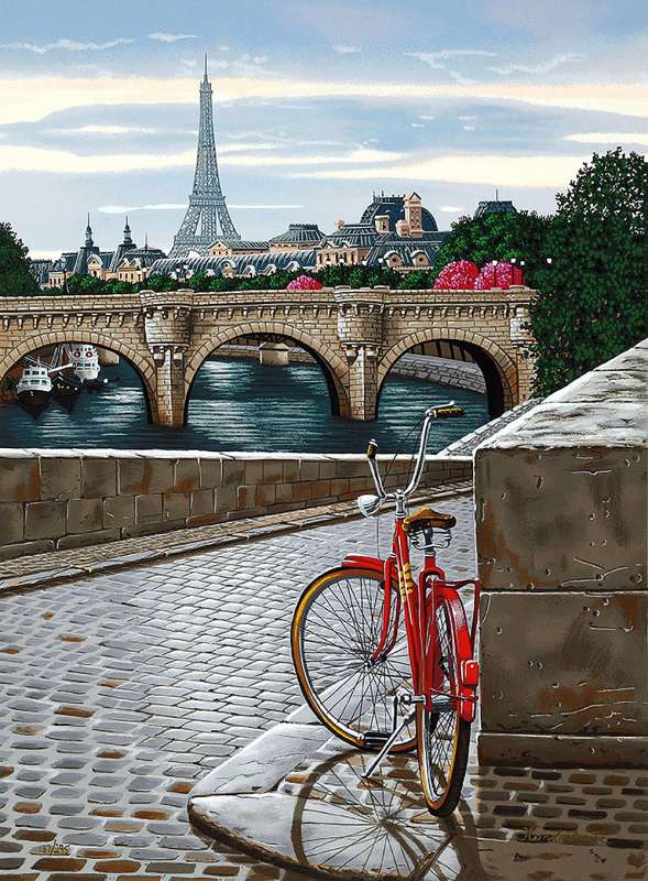 Glezna pēc numuriem 30x40 cm Sarkanais velosipēds Parīzē