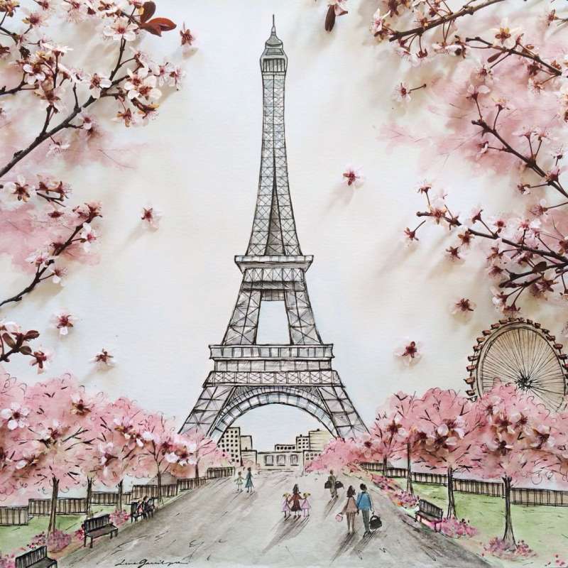 Алмазная мозаика 30х30 см Весна в Париже, 16 цв., урв. 3