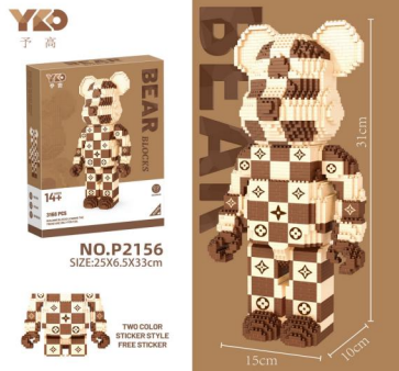 Конструктор/мозаика 3D YCO Медведь, 3168 дет., 310x100x150мм
