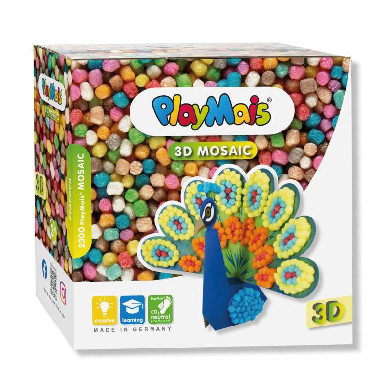 Radošais komplekts PlayMais MOSAIC 3D Pāvs 3+