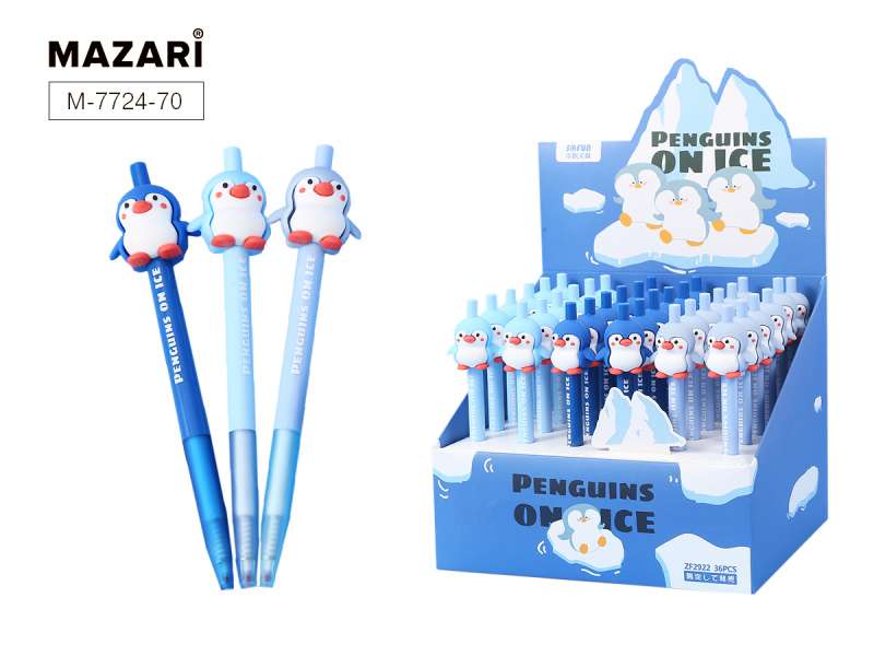 Rokas pildspalva automātiskā PENGUINS, ZILA