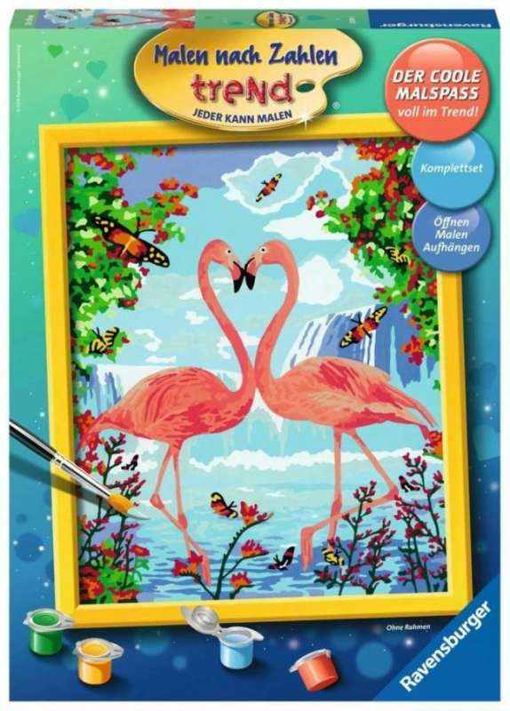 Glezna pec numuriem 30X24cm - Flamingo Love