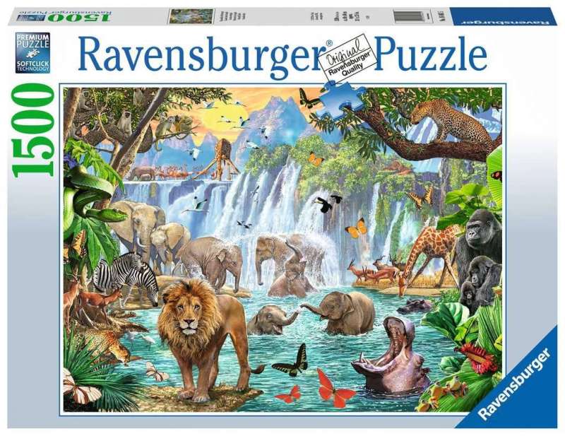 Puzzle 1500 Waterfall Safari Animals