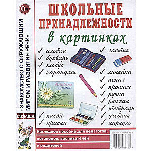 Skolas piederumi attēlos. Vizuālais palīglīdzeklis pedagogiem, audzinātājiem, logopēdiem, vecākiem.