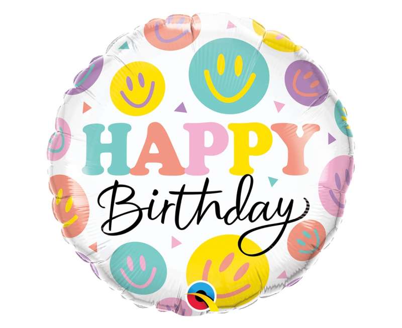 Folijas balons 18/46cm Happy Birthday - Colorful Smiles