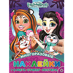 Attīstošā grāmata ar atkārtotiem uzlīmes un plakātu MAXY Enchantimals