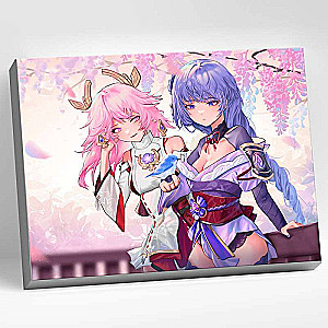 Glezna pēc numuriem 30x40 Genshin YAE MIKO UN RAIDEN 26 krāsas