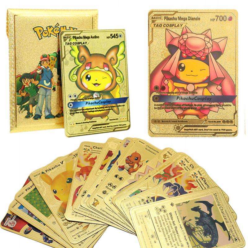 Коллекционная карточная игра Pokemon 10шт., золотая