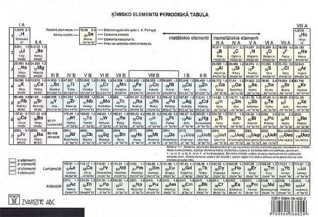Периодическая таблица химических элементов A4 LV