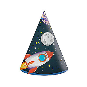 Papīra cepurītes 6 gab. Rocket Space