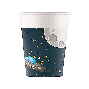 Papīra krūzītes 200ml, 8gab. Rocket Space