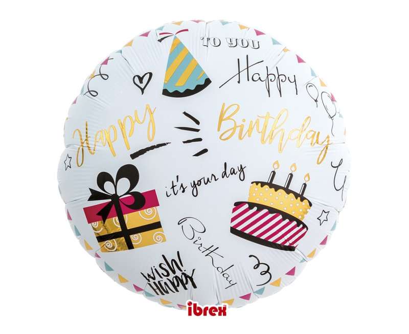 Фольгированный шар  Ibrex 14, Happy Birthday Party