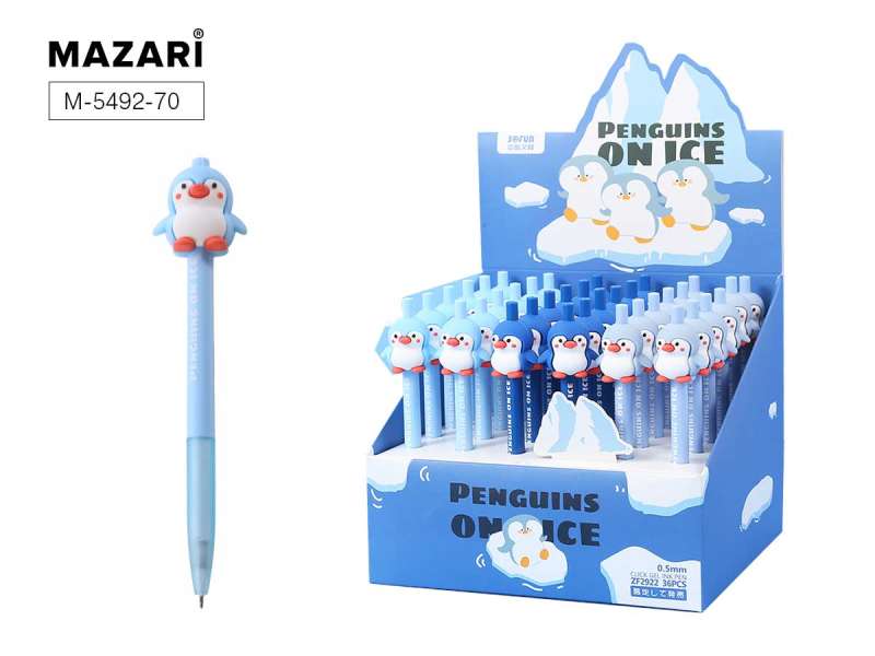 Automātiskā gēla pildspalva PENGUINS, ZILA