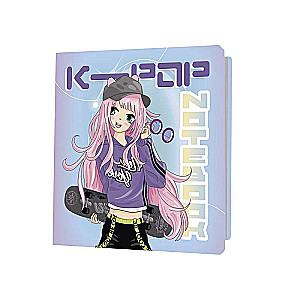 Notebook K-POP meitene ar skrituļdēli, zils fons