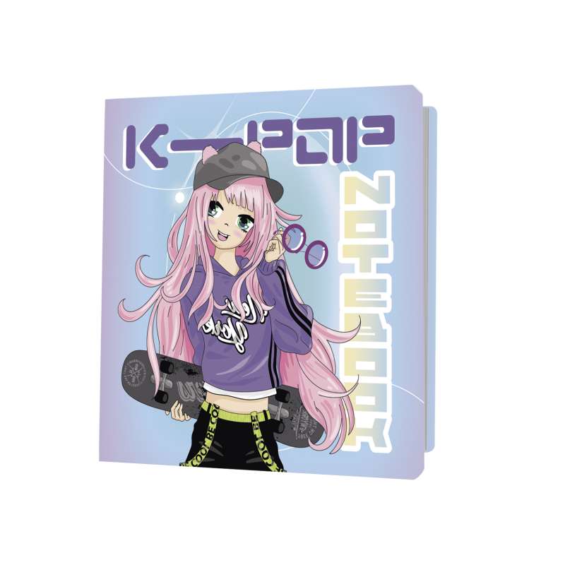 Notebook K-POP девочка со скейтом, голубой фон