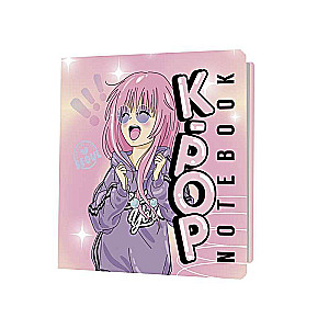 Notebook K-POP девочка в сиреневой толстовке, розовый фон