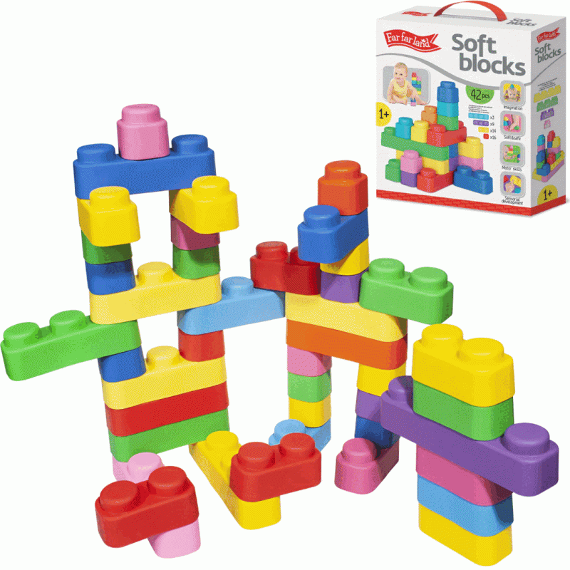 Attīstoša rotaļlieta - Mīkstie bloki 42 elementi