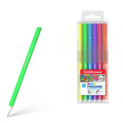 Līneri ErichKrause® Neon 6 krāsās 0.4mm