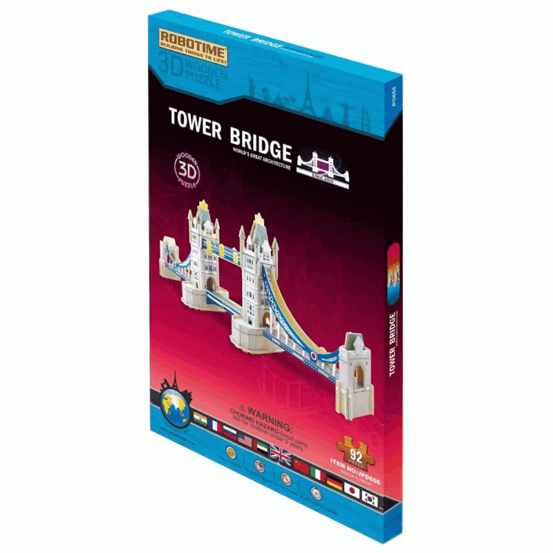 Koka puzle ar krāsainu papīru Tower Bridge
