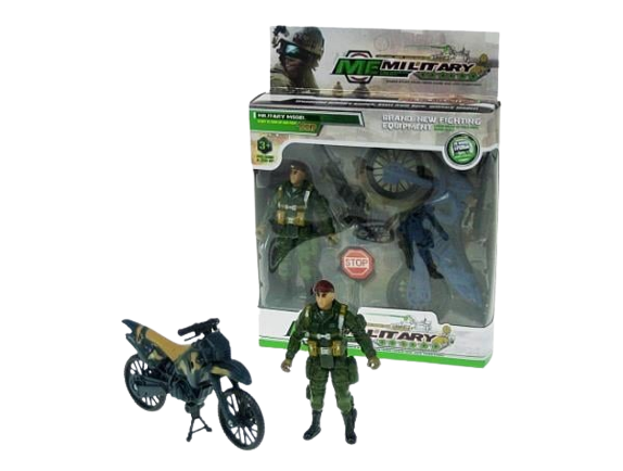 Karavīru figūriņa - Military, ar motociklu