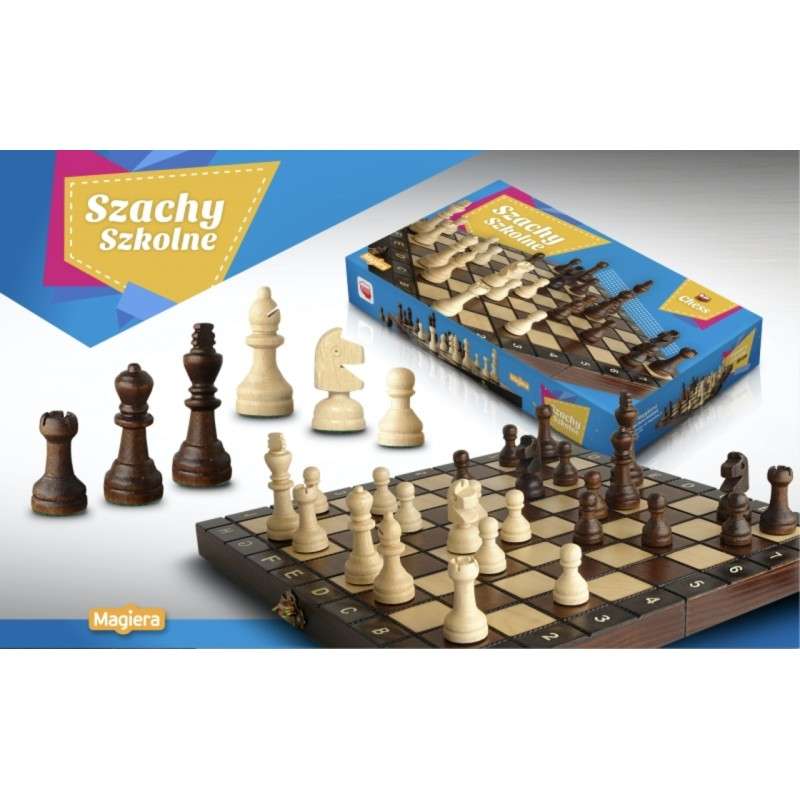 Настольная игра - Школьные шахматы 28x28см, деревянная