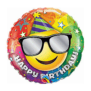 Folijas balons 18/46cm. apaļš QL CIR Apsveicu dzimšanas dienā Smiley