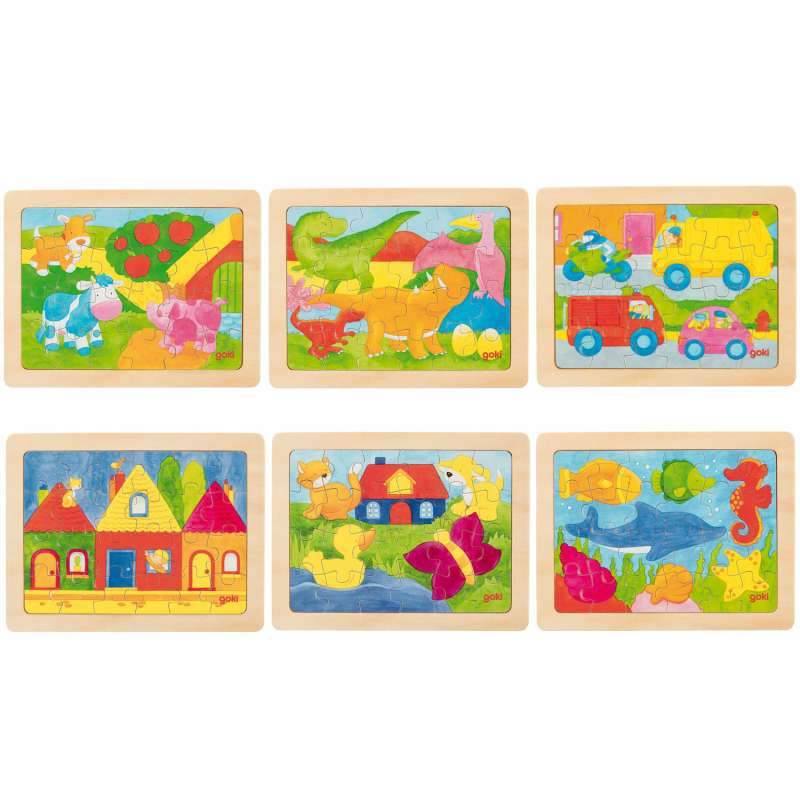 Koka puzzle GOKI - 1000 krāsas, 6 modeļi 24 detaļas