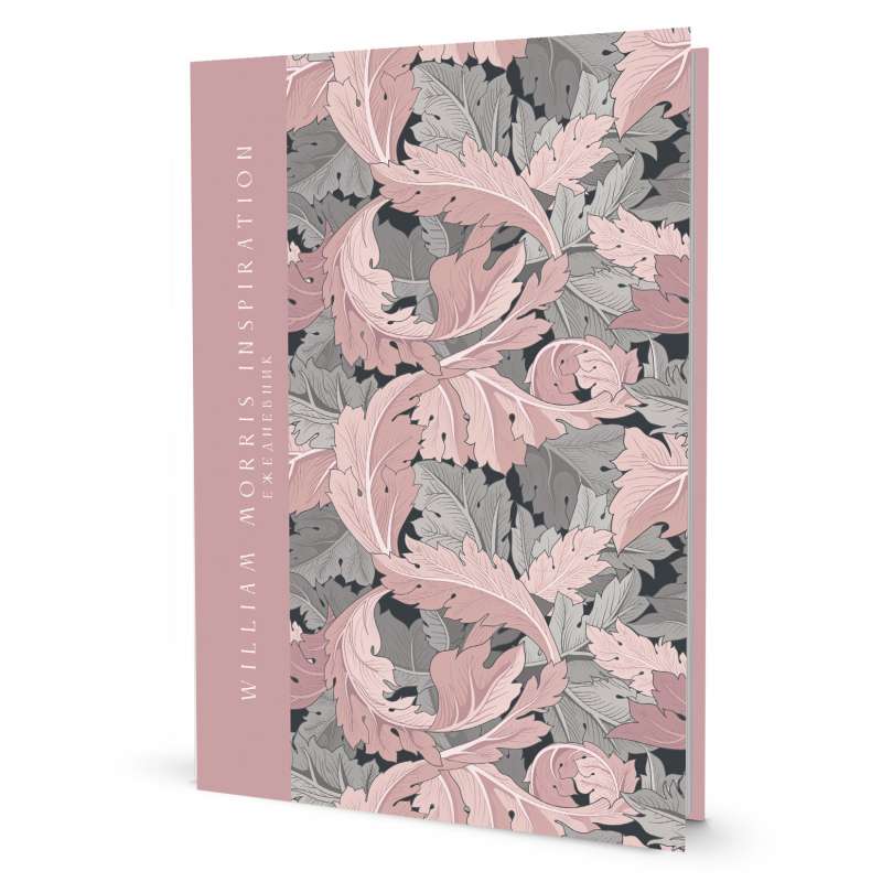 Bloknots William Morris Inspiration rozā un pelēkas lapas