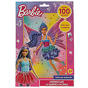 Aplikācija ar strazdiem un pērļiem Barbie 17x23 cm