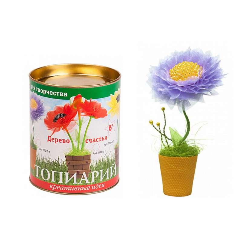 Radošais komplekts topiārijs no organzas Lilā noskaņa violets 17 cm