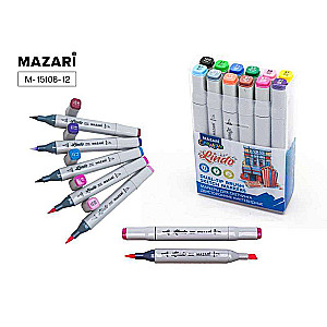 Nabors marķieru sketčingam divpusējiem LINDO, 12 krāsu, 