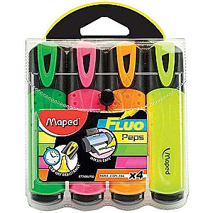 Marķieris teksta MAPED FLUO 4 krāsas