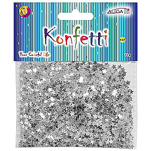 Dekors-konfeti 14g Zvaigzne no folijas SUDRABS