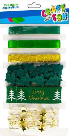 Ziemassvētku dekoratīva lente 6gb, komplekts, zalts/zaļš mix